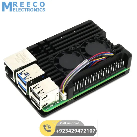 Aluminum Alloy Armor Case for Raspberry Pi 5 Heatsink Cooler Case with Dual PWM Cooling Fan for Raspberry Pi 5 8GB/4GB