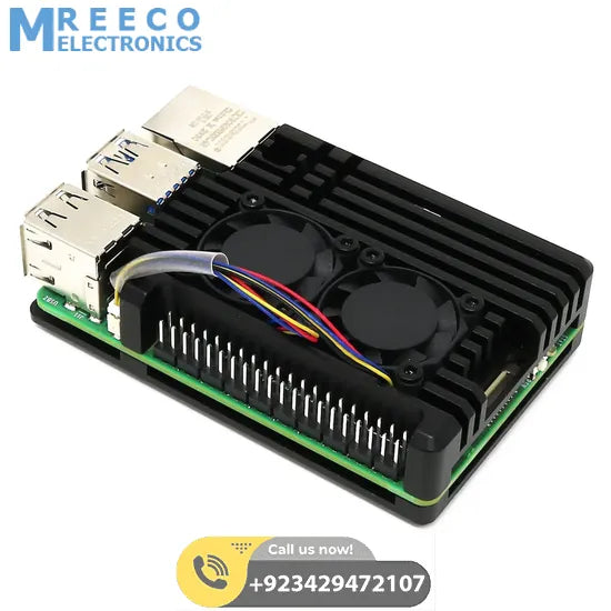 Aluminum Alloy Armor Case for Raspberry Pi 5 Heatsink Cooler Case with Dual PWM Cooling Fan for Raspberry Pi 5 8GB/4GB