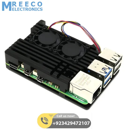 Aluminum Alloy Armor Case for Raspberry Pi 5 Heatsink Cooler Case with Dual PWM Cooling Fan for Raspberry Pi 5 8GB/4GB