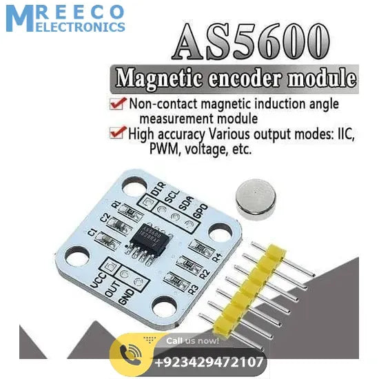 As5600 Magnetic Encoder Magnetic Induction Angle Measurement Sensor Module 12bit High Precision For Arduino