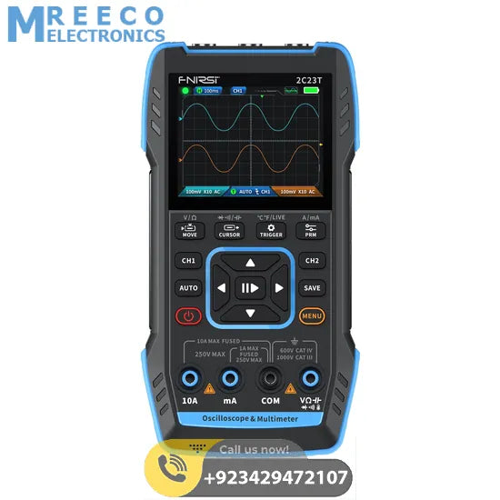 FNIRSI® 2C23T Handheld Dual Channel 3-in-1 10MHz 50MS/s Oscilloscope Multimeter DDS Function Generator