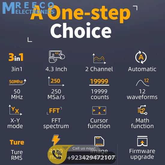FNIRSI® 2C53P 3-IN-1 50MHz 250MS/s Dual Channel Tablet Touchable Oscilloscope Multimeter DDS Generator