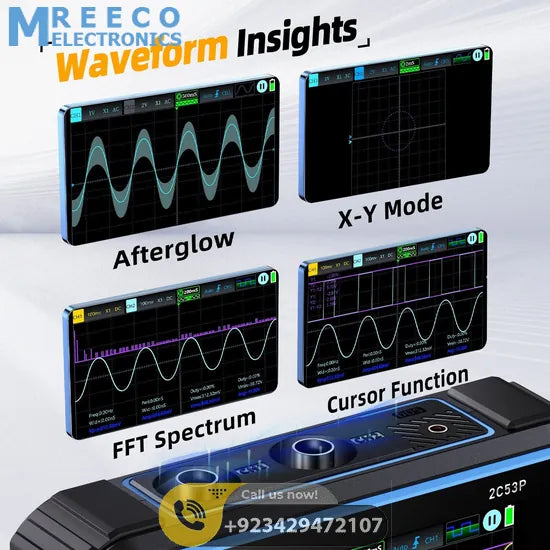FNIRSI® 2C53P 3-IN-1 50MHz 250MS/s Dual Channel Tablet Touchable Oscilloscope Multimeter DDS Generator