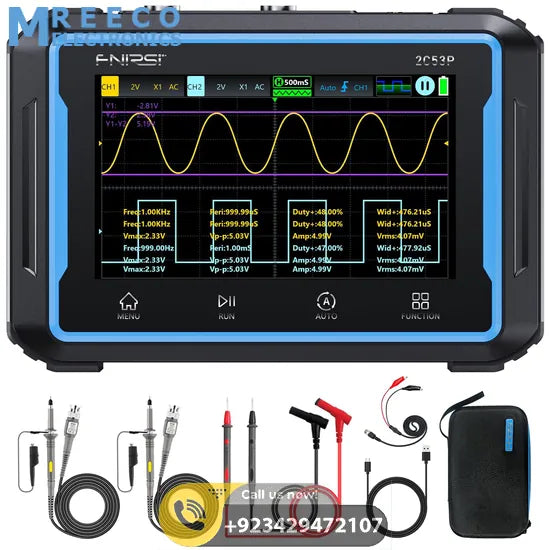 FNIRSI® 2C53P 3-IN-1 50MHz 250MS/s Dual Channel Tablet Touchable Oscilloscope Multimeter DDS Generator