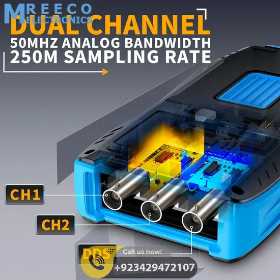 FNIRSI® 2C53T 50MHz 250MS/s Handheld 3in1 Oscilloscope Multimeter Signal Generator