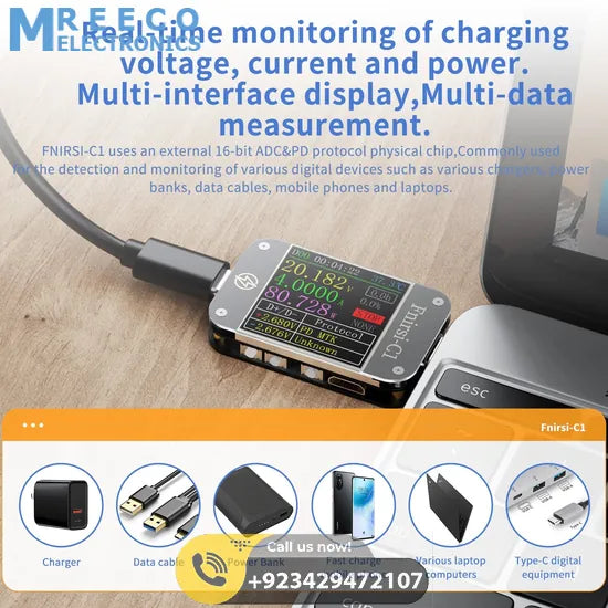 FNIRSI® C1 Type-C PD Trigger USB-C Voltmeter Ammeter Fast Charging Protocol Tester