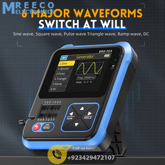 FNIRSI® DSO-TC3 3-IN-1 Handheld 500KHz 10MS/s Digital Oscilloscopes Signal Generator Transistor Tester