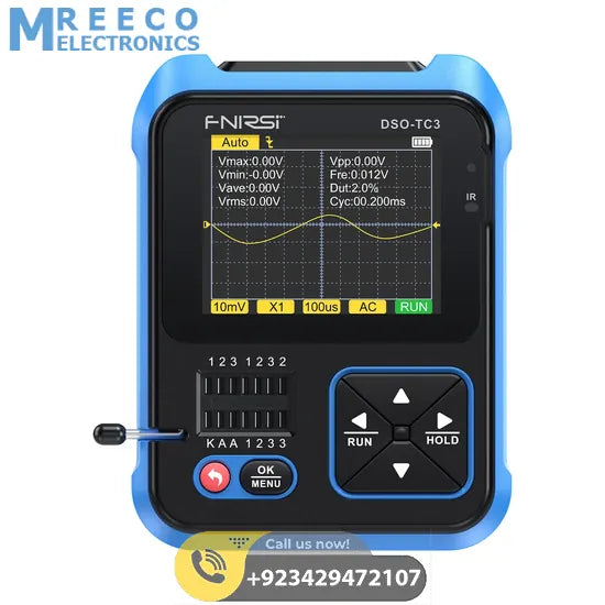 FNIRSI® DSO-TC3 3-IN-1 Handheld 500KHz 10MS/s Digital Oscilloscopes Signal Generator Transistor Tester