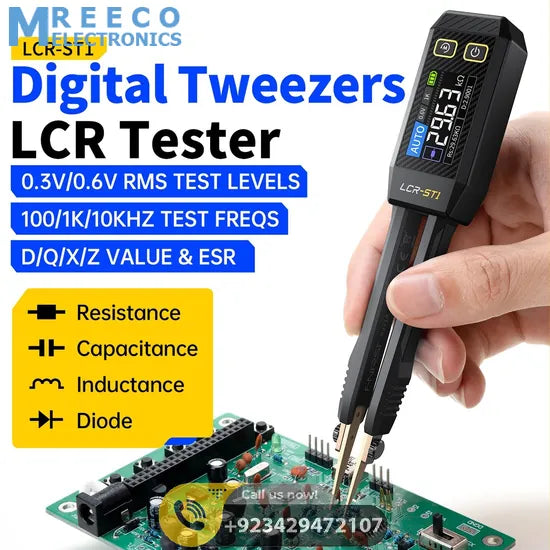 FNIRSI® LCR-ST1 Mini Smart Digital Tweezer LCR SMD ESR Tester