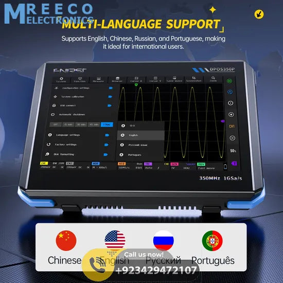 FNIRSI® DPOS350P 4-IN-1 350MHz 1GSPS Tablet Oscilloscope Signal Generator Spectrum Analyzer Frequency Response Analyzer