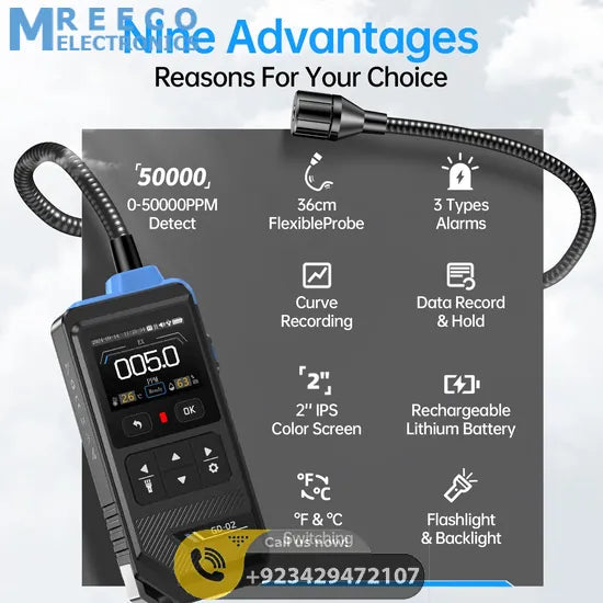 FNIRSI® GD-02 Portable Combustible Gas Detector Color Screen Methane Propane Isobutane Monitor