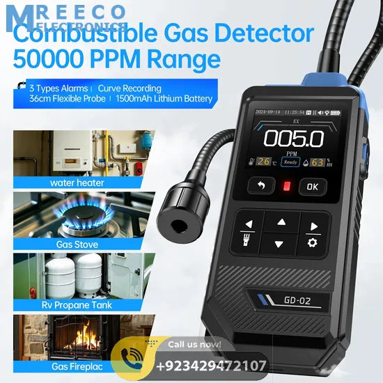 FNIRSI® GD-02 Portable Combustible Gas Detector Color Screen Methane Propane Isobutane Monitor