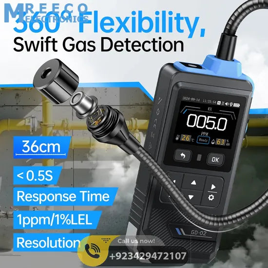 FNIRSI® GD-02 Portable Combustible Gas Detector Color Screen Methane Propane Isobutane Monitor